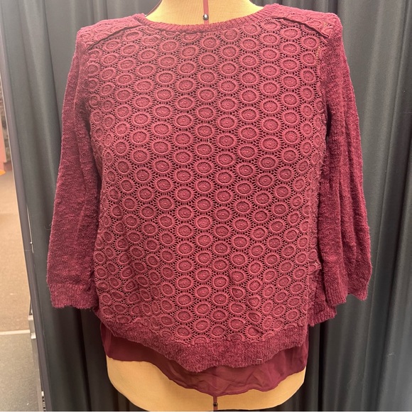 Lucky Brand Tops - Burgundy Women’s Textured Knit Sweater B